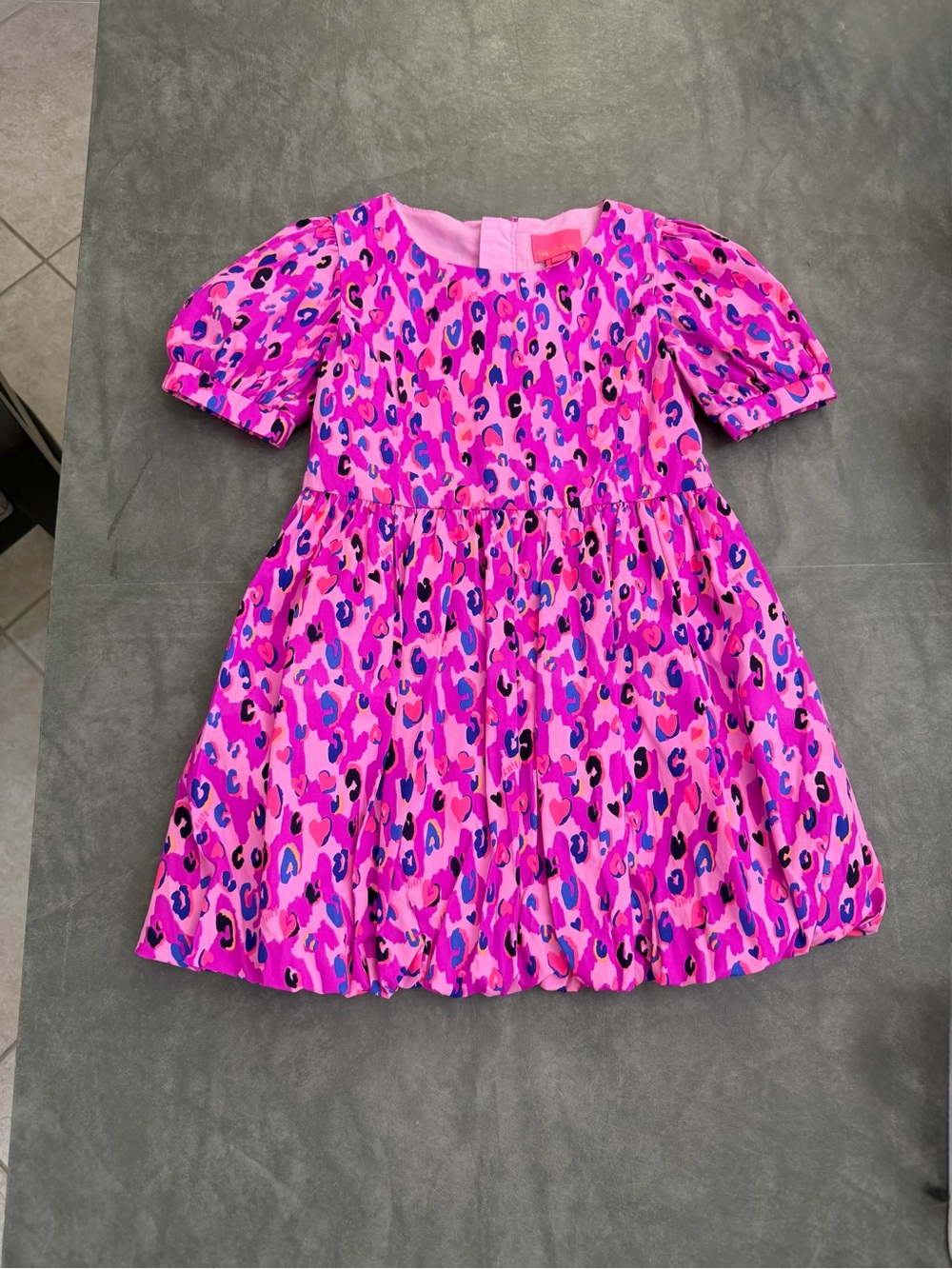 Lilly Pulitzer Pink Multicolor Leopard-Print Puff Sleeve Dress